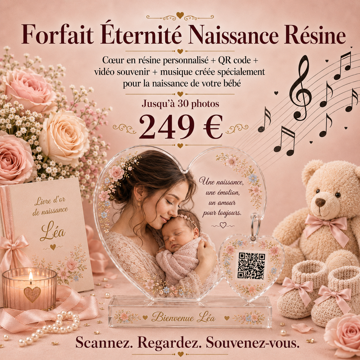 Forfait Éternité Naissance Résine – Musique créée par Lueur Éternelle Élodie