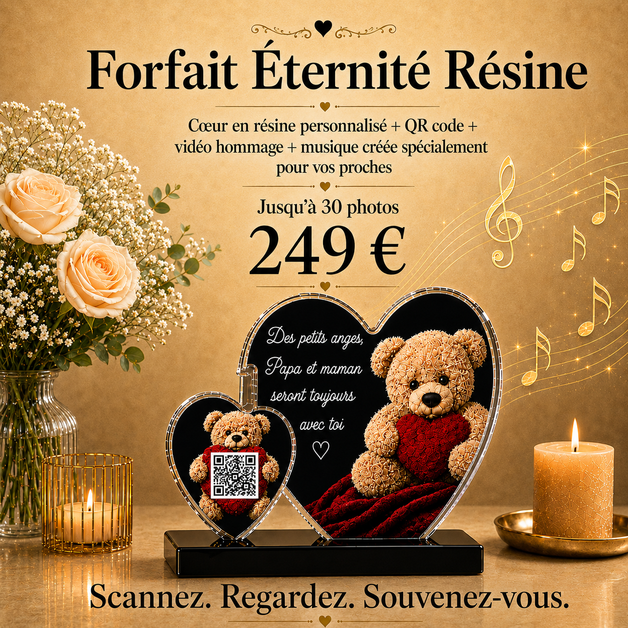 🕊️🎼 Forfait Éternité Résine pour un proche — Vidéo hommage avec musique écrite spécialement pour votre proche 🎼🕊️