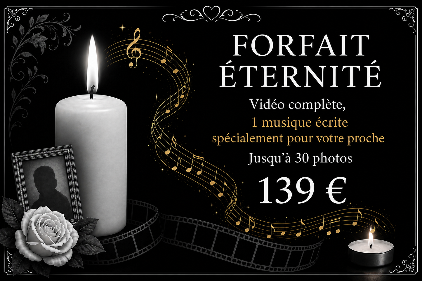 🕊🎼 Forfait Éternité pour un proche – Vidéo hommage avec musique écrite spécialement pour votre proche 🎼🕊