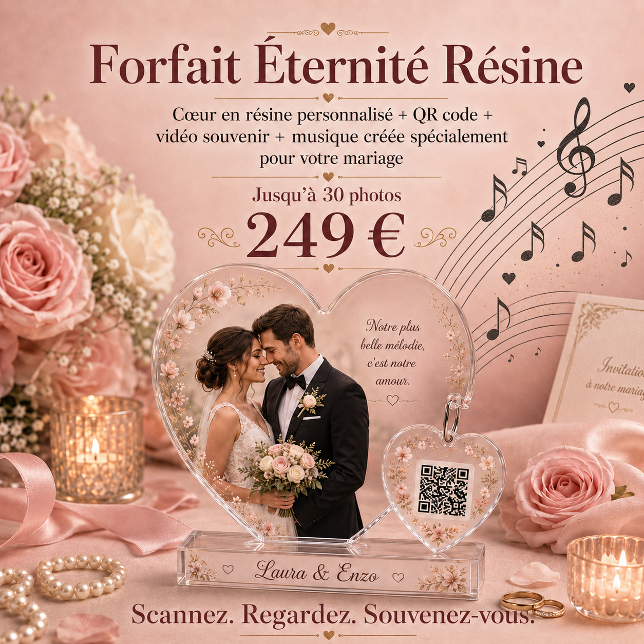 Forfait Éternité Résine + musique créée par Lueur Éternelle Élodie