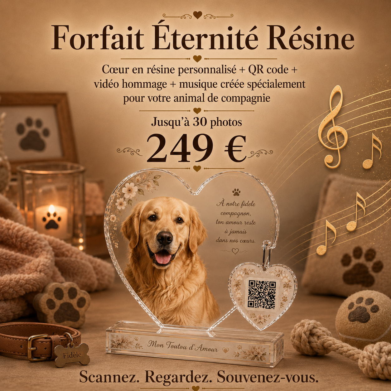 🕊🎼 Forfait Éternité Résine pour votre animal de compagnie — Vidéo hommage avec musique écrite spécialement pour vôtre fidèle compagnon 🎼🕊