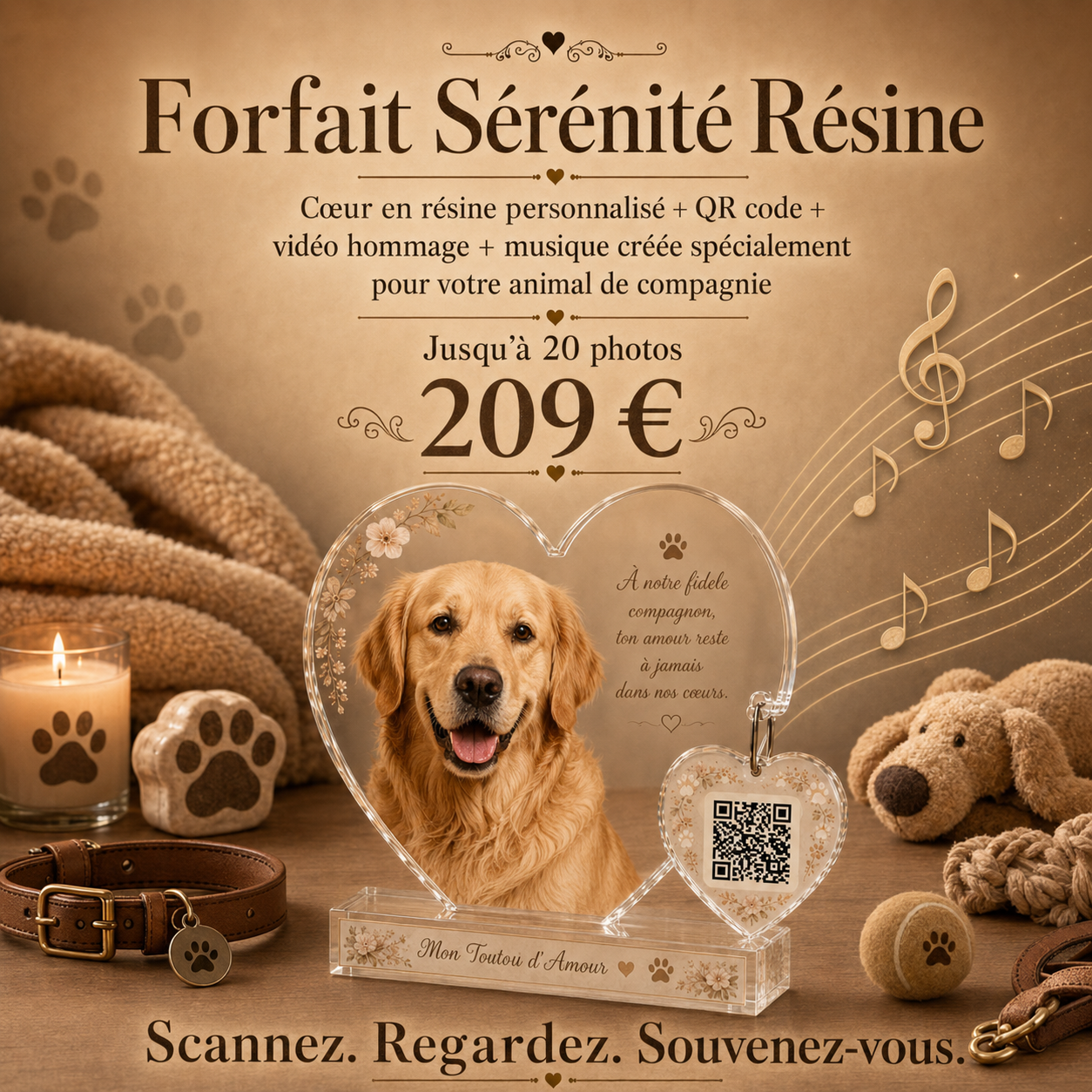 🕊🎼 Forfait Sérénité Résine pour votre animal de compagnie — Vidéo hommage avec musique écrite spécialement pour vôtre fidèle compagnon 🎼🕊